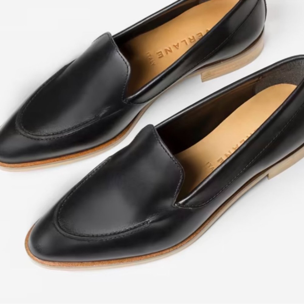 Everlane Black Leather Slip-On Loafer - Women